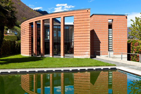 modern bricks house, surrounded by natureの写真素材