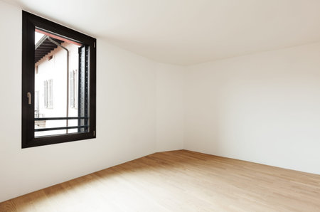 interior new house, empty room, parquet floor