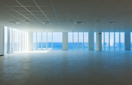 Empty room with big panoramic window
