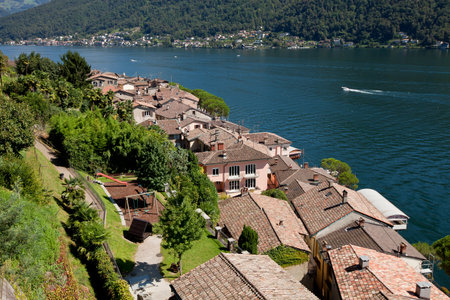 Morcote, panorama viewの写真素材