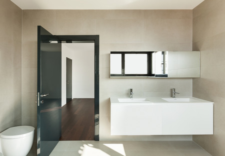 Modern bathroom, interior of a new houseの写真素材