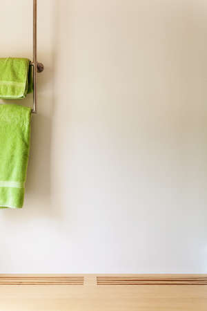 interior house, detail bathroom, green towelの写真素材