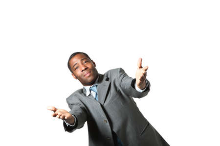 portrait of black businessman with suit over white の写真素材