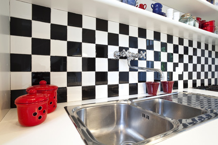 chessboard tile kitchenの写真素材