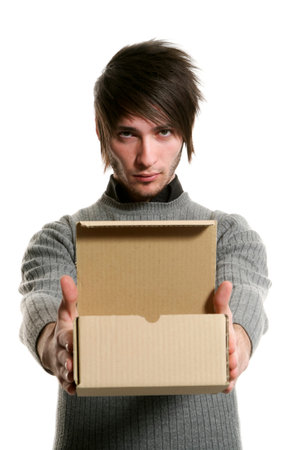 young man photo studio portrait, white background