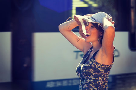 woman portrait, train station