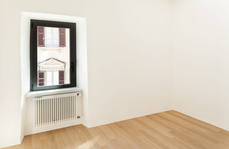 modern loft, empty room with window