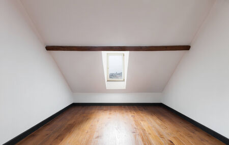 interior, old attic with wooden floor, roomの写真素材