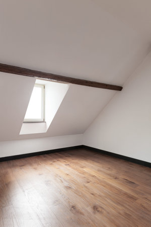 interior, old attic with wooden floor