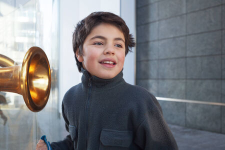 child tourist in Milanの写真素材