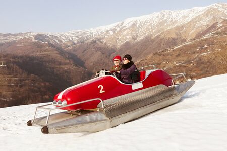 aged couple into a pedaloの写真素材