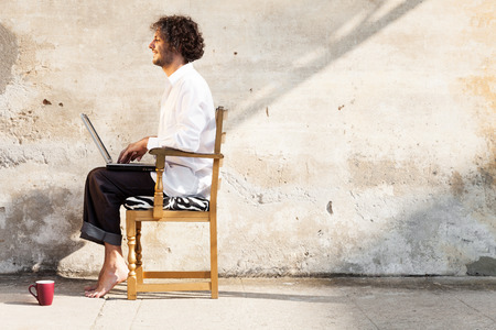 courtyard of an old factory,
Portrait of a young writerの写真素材