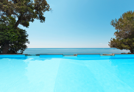 villa by the sea, view of the poolの写真素材