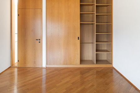 Architecture, Interiors of empty apartment, room with wardrobesの写真素材