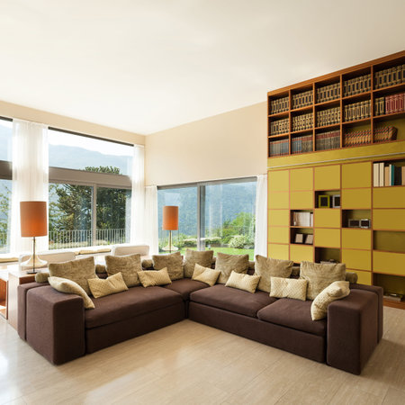 Interior of a modern living room, comfortable divan