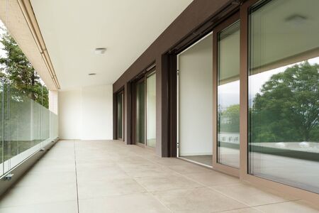 interior of new apartment, balcony seen from the outsideの写真素材