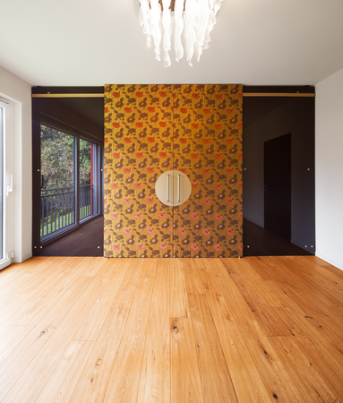 Interior of modern apartment, wardrobe roomの写真素材