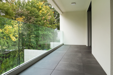 Modern architecture, balcony of a new apartmentの写真素材