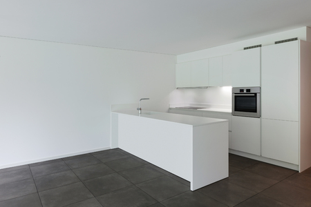 interior of new apartment, modern domestic kitchenの写真素材