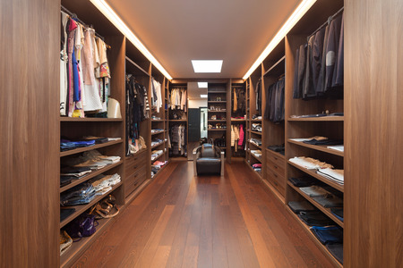 wide dressing room, interior of a modern houseの写真素材