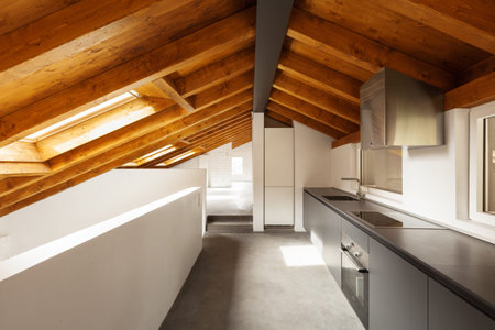 Modern loft interior, nobody inside