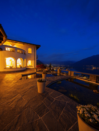 Exterior of a modern house villaの写真素材