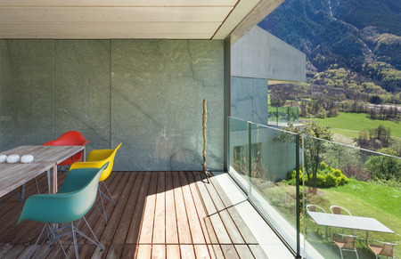 Architecture modern design, veranda of mountain houseの写真素材