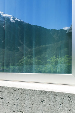 Architecture, window of a concrete house, detail