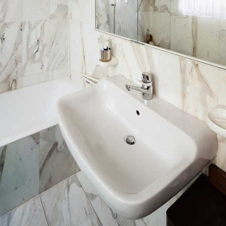 Interior of an old apartment, domestic bathroomの写真素材