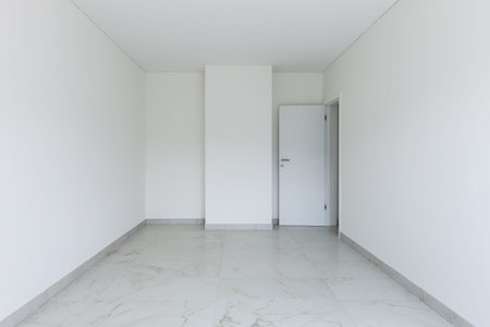 Interior of empty apartment, room and open doorの写真素材