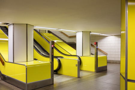 Close up of escalators in Hamburg subway. Nobody insideのeditorial素材