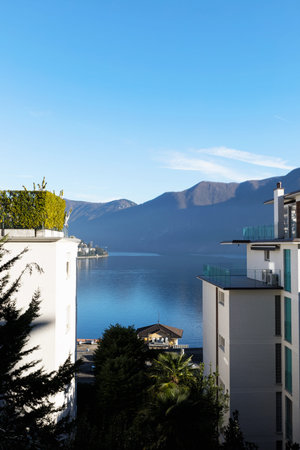 Building on Lugano lake in Swiss