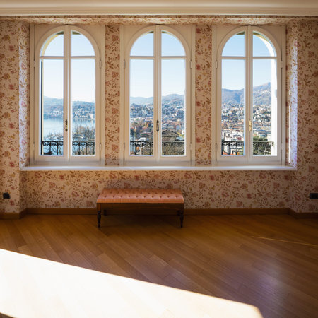 Vintage living room and beautiful view on Lugano