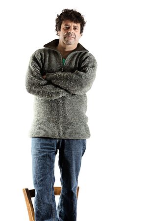 Man in studio isolated on white backgroundの写真素材