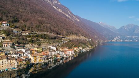 Landscape of Lake Lugano, Gandriaの写真素材
