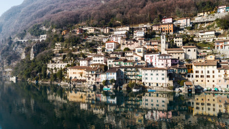 Landscape of Lake Lugano, Gandria