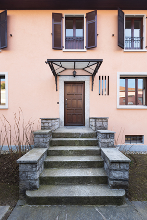 Entry seen from the outside of a private villaの写真素材