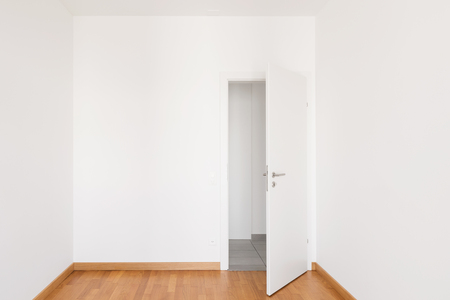 Interior of modern apartment with white wallsの写真素材