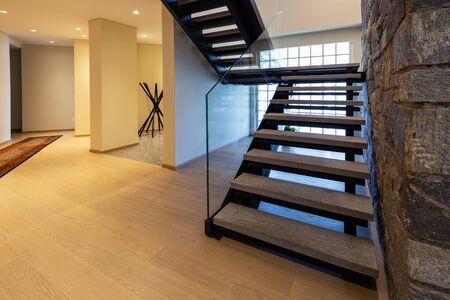 Entry with stone stairs, luxurious entrance. Nobody insideの写真素材