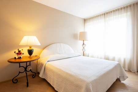 Elegant bedroom in modern villa.の写真素材