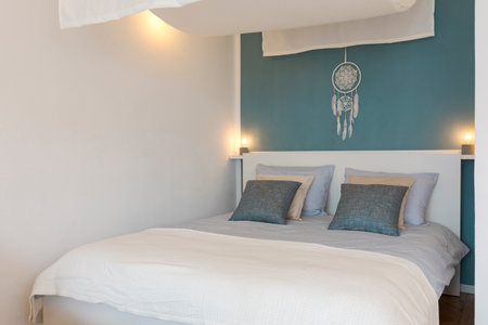 Detail of the bed with canopy in a very nice vacation home. No one insideの写真素材