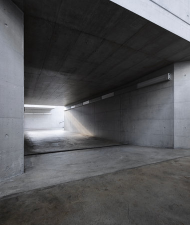Concrete pedestrian underpass passing under the train station in Mendrisio, Switzerland. Nobody insideの写真素材