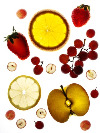 Fresh fruit on white background.の写真素材