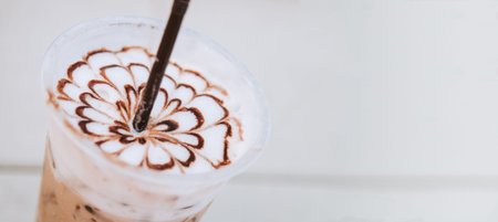 Pattern on milk froth in coffee