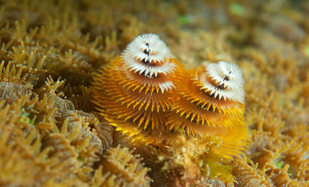 Christmas Tree Worm on a reef in south east Florida.の写真素材