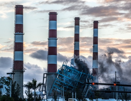 The recent demolition of a power plant in Florida.の写真素材