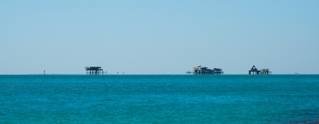 Houses built on stilts off Key Biscayneの写真素材
