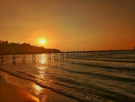 Sunset and Wood bridgeの素材