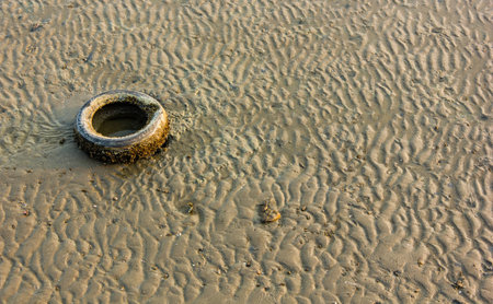 sand is background in the beach of Thailand の写真素材