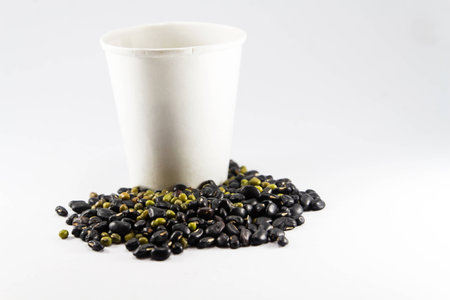 green beans with paper cupの写真素材